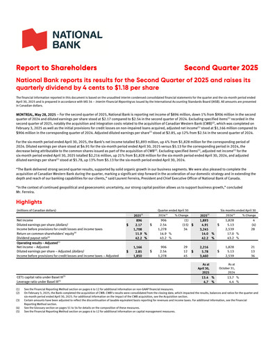 Thumbnail National Bank of Canada
 Quarterly Report 2025-q2