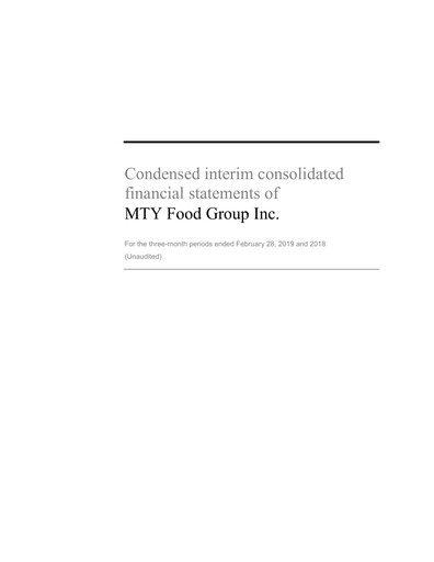 Miniature MTY Food Group Bilan financier 2019-q1