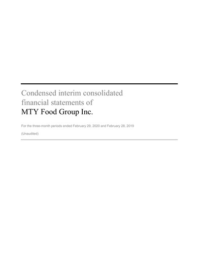 Miniature MTY Food Group Bilan financier 2020-q1