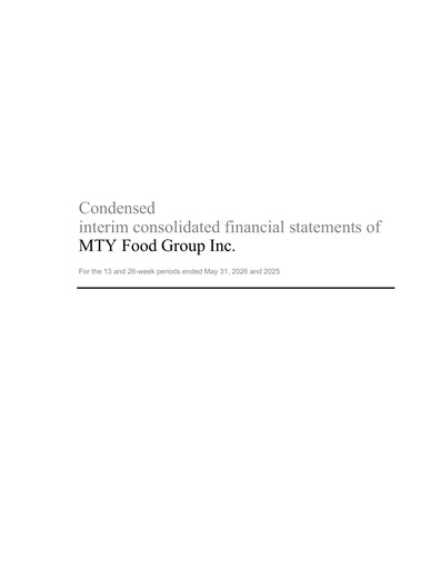 Thumbnail MTY Food Group Financial Statement 2026-q2