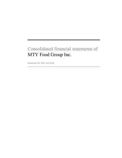 Thumbnail MTY Food Group Financial Statement fy2021