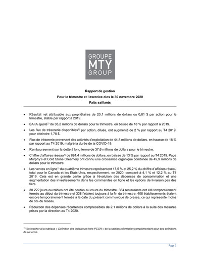 Thumbnail MTY Food Group Quarterly Report 2020-q4