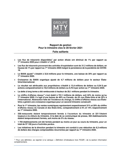 Thumbnail MTY Food Group Quarterly Report 2021-q1
