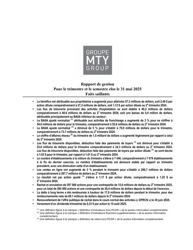 Thumbnail MTY Food Group Quarterly Report 2025-q2