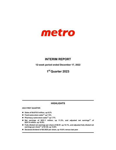 Vorschaubild Metro Quartalsbericht 2023-q1