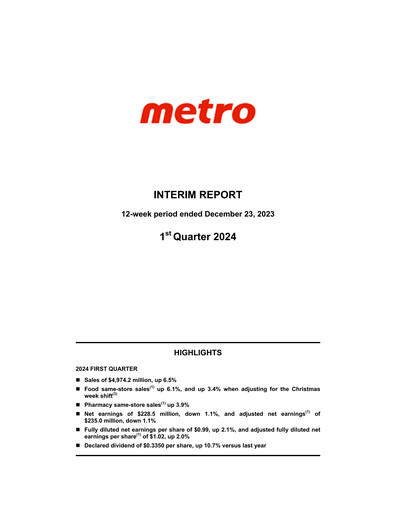 Vorschaubild Metro Quartalsbericht 2024-q1