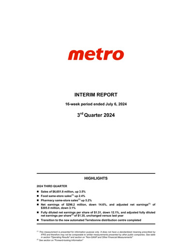 Vorschaubild Metro Quartalsbericht 2024-q3