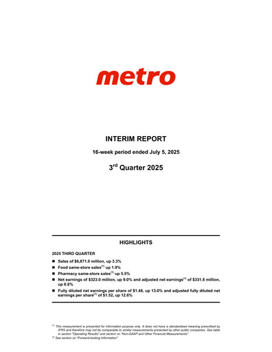 Vorschaubild Metro Quartalsbericht 2025-q3
