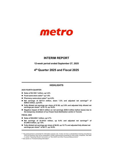 Vorschaubild Metro Quartalsbericht 2025-q4