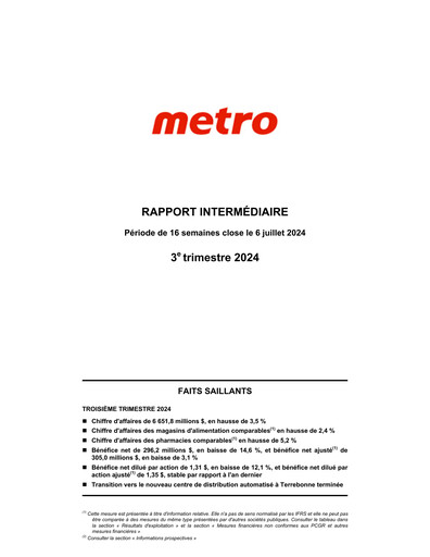 Vorschaubild Metro Quartalsbericht 2024-q3