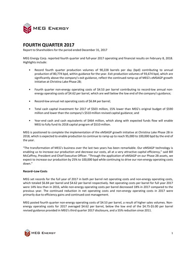 Miniature MEG Energy Bilan financier 2017