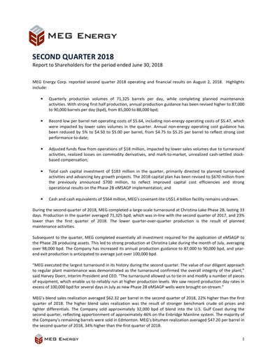 Thumbnail MEG Energy Quarterly Report 2018-q2