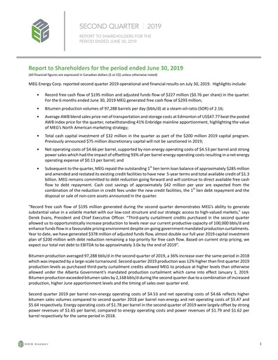Thumbnail MEG Energy Quarterly Report 2019-q2