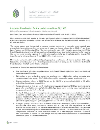 Thumbnail MEG Energy Quarterly Report 2020-q2