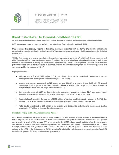 Thumbnail MEG Energy Quarterly Report 2021-q1