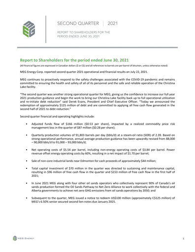 Thumbnail MEG Energy Quarterly Report 2021-q2