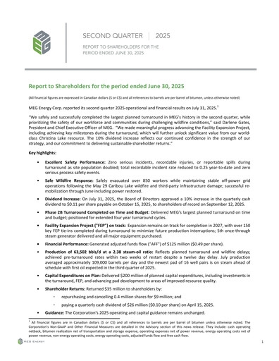 Thumbnail MEG Energy Quarterly Report 2025-q2