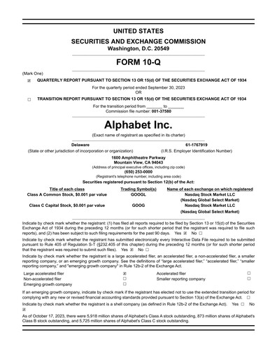 Thumbnail Alphabet (Google) Quarterly Report 2023-q3