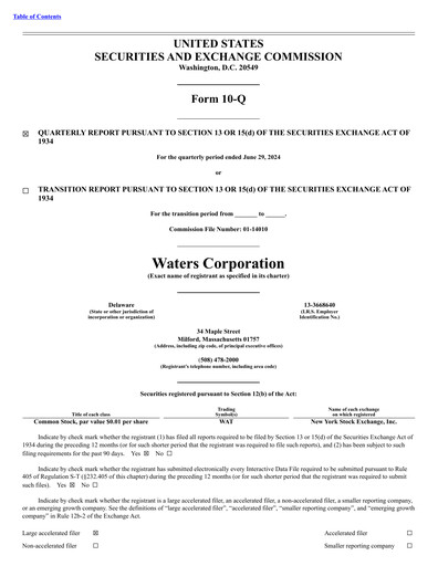 Thumbnail Waters Corporation Quarterly Report 2024-q2