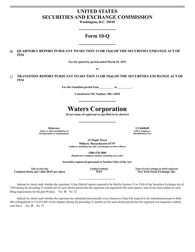 Thumbnail Waters Corporation Quarterly Report 2025-q1