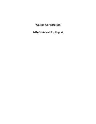 Miniature Waters Corporation Rapport de durabilité 2014