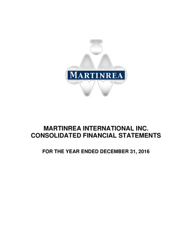 Thumbnail Martinrea International Financial Statement 2016