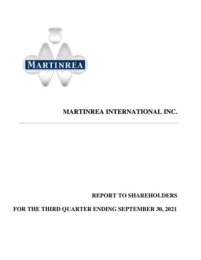 Thumbnail Martinrea International Quarterly Report 2021-q3
