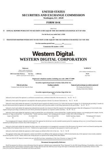 Thumbnail Western Digital Annual Report 2020