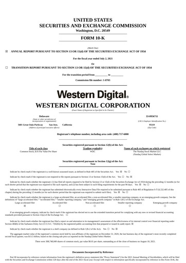 Thumbnail Western Digital Annual Report 2021