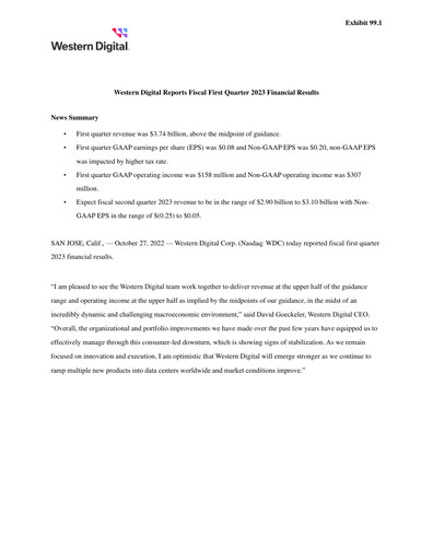 Thumbnail Western Digital Quarterly Report 2023-q1
