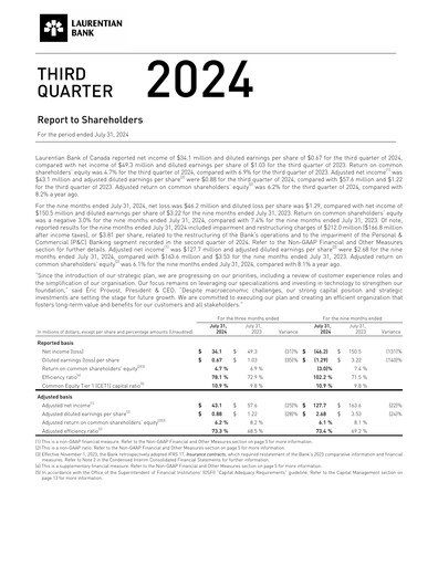 Vorschaubild Laurentian Bank of Canada Quartalsbericht 2024-q3
