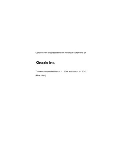 Miniature Kinaxis Rapport trimestriel 2014-q1