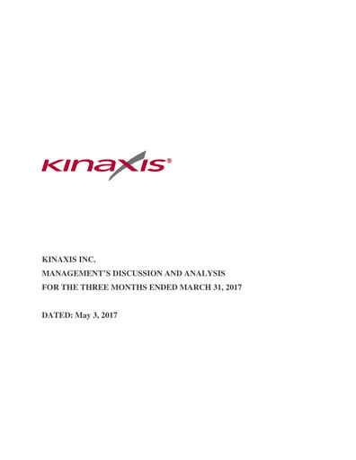 Thumbnail Kinaxis Quarterly Report 2017-q1