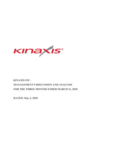Thumbnail Kinaxis Quarterly Report 2018-q1