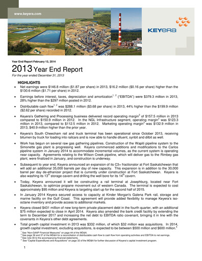 Thumbnail Keyera Annual Report 2013