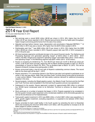 Thumbnail Keyera Annual Report 2014