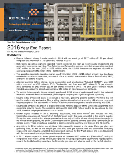 Thumbnail Keyera Annual Report 2016