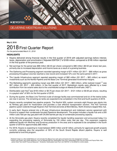 Thumbnail Keyera Quarterly Report 2018-q1