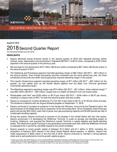 Thumbnail Keyera Quarterly Report 2018-q2