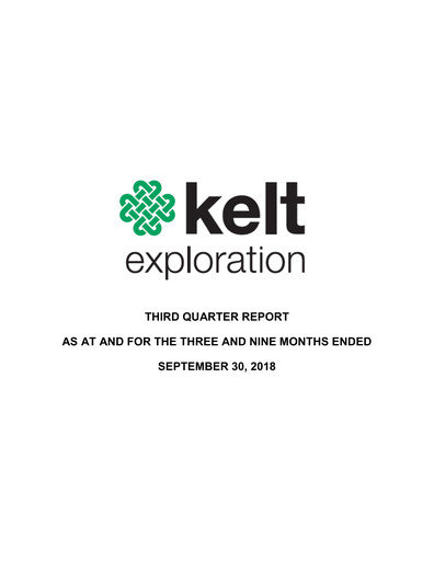 Thumbnail Kelt Exploration Quarterly Report 2018-q3