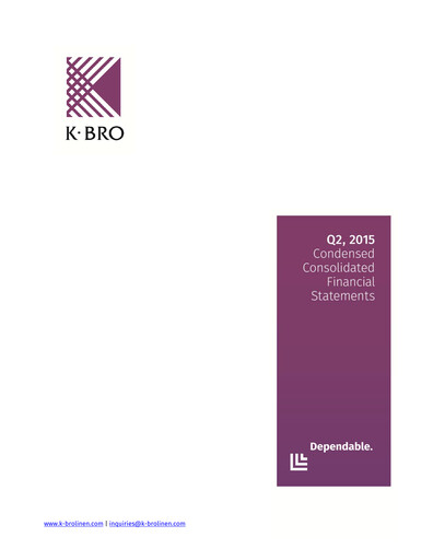 Thumbnail K-Bro Linen Quarterly Report 2015-q2
