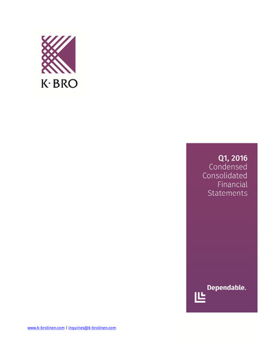 Thumbnail K-Bro Linen Quarterly Report 2016-q1