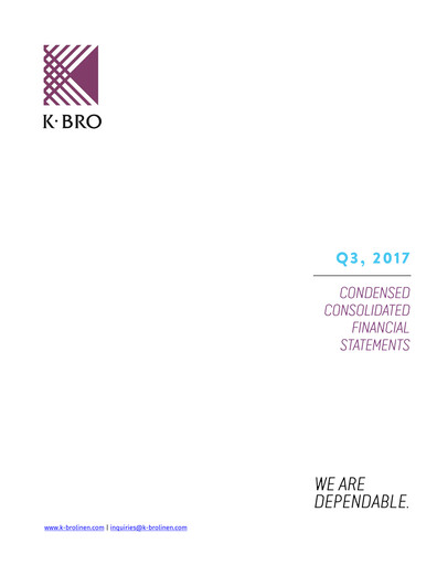Thumbnail K-Bro Linen Quarterly Report 2017-q3