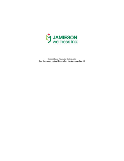 Thumbnail Jamieson Wellness Financial Statement 2019