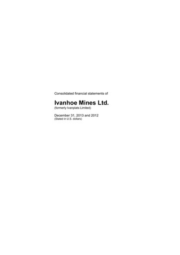 Miniature Ivanhoe Mines
 Bilan financier 2013