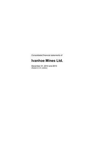 Miniature Ivanhoe Mines
 Bilan financier 2014