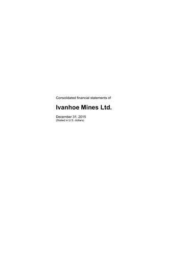 Miniature Ivanhoe Mines
 Bilan financier 2015