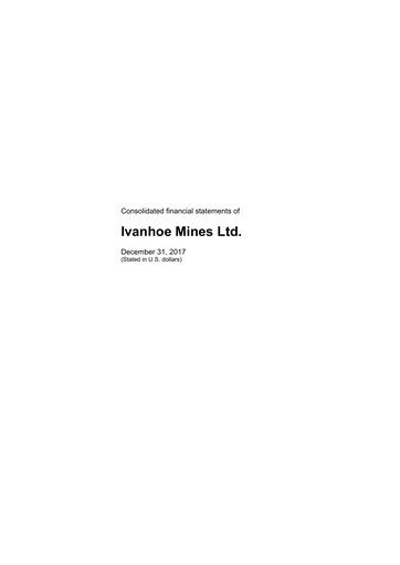 Miniature Ivanhoe Mines
 Bilan financier 2017