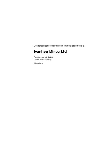 Thumbnail Ivanhoe Mines
 Financial Statement 2020-q3