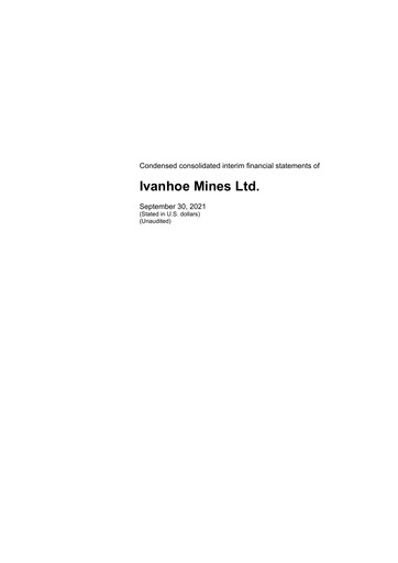 Thumbnail Ivanhoe Mines
 Financial Statement 2021-q3